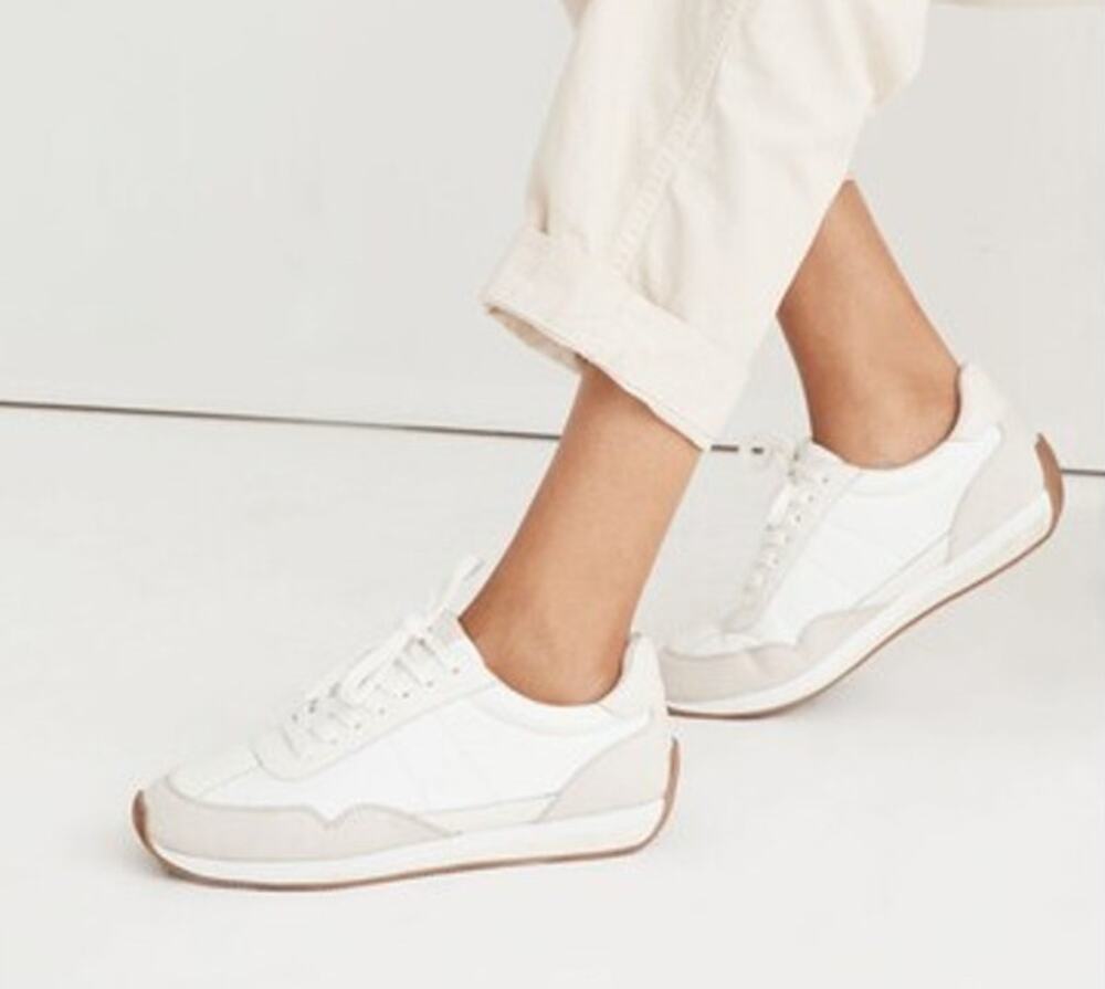 Madewell League Trainer Sneakers in Washed Nubuck Cream 7.5